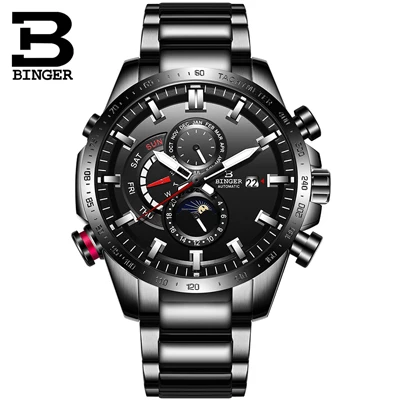 full black B8-1 Швейцарские часы Бингер Мужские автоматические механические Роскошные брендовые Мужские часы светящиеся relogio masculino спортивные часы B8-3 - Цвет: full black B8-1