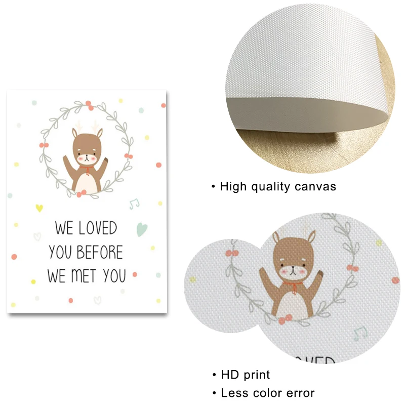 Modern Cartoon Kawaii Animals Elephant Bear Quote Canvas A4 Art Print Poster Wall Picture Kids Baby Room Decor Painting No Frame | Дом и сад