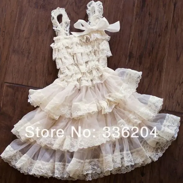 Free Shipping Lace Flower girl dress Baby Dress Wedding Rustic Ivory dress-Bridesmaid | Детская одежда и обувь