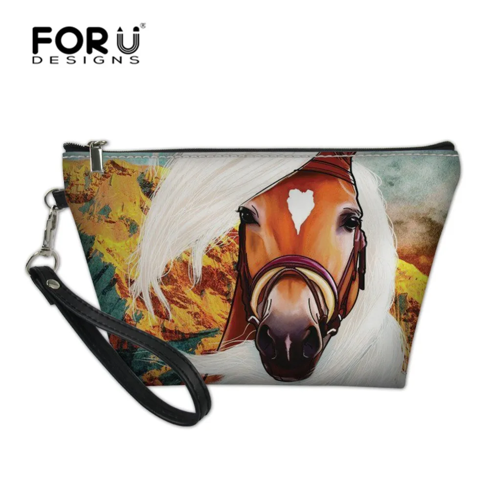 FORUDESIGNS/3D крутая женская косметичка с принтом лошади, женская косметичка для макияжа, чехол для путешествий Органайзер для макияжа, сумка