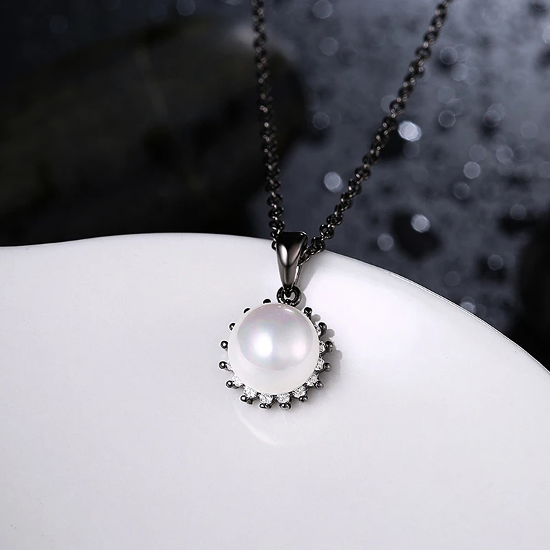 Модный Цветок Черное золото искусственный жемчуг кулоны ожерелья для женщин AAA