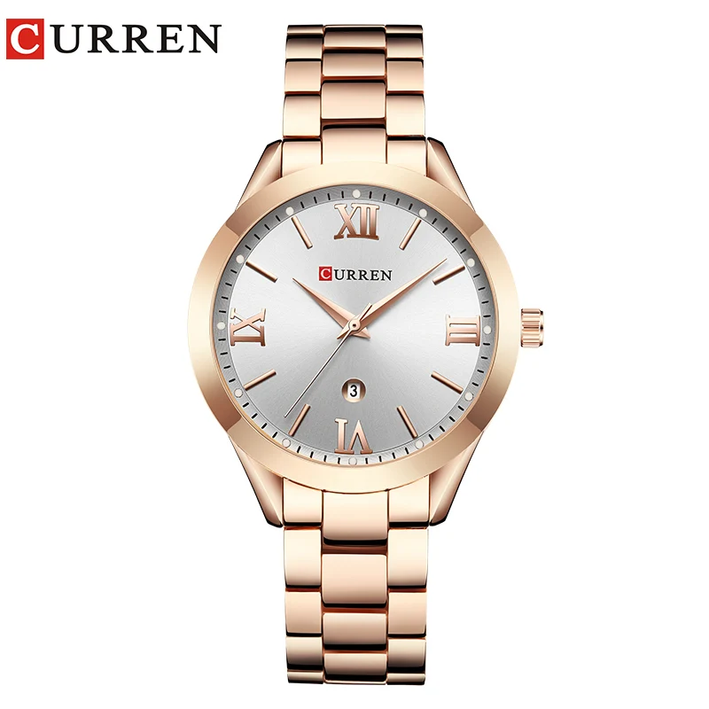 Rose gold white CURREN женские часы Топ известный бренд роскошный браслет кварцевые часы женские наручные часы Relogio Feminino - Цвет: Rose gold white
