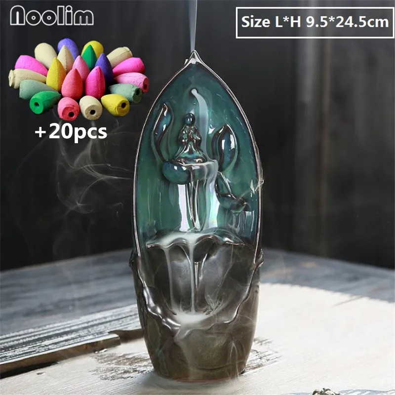 Будда керамический обратный поток благовоний горелка дзен буддийский водопад