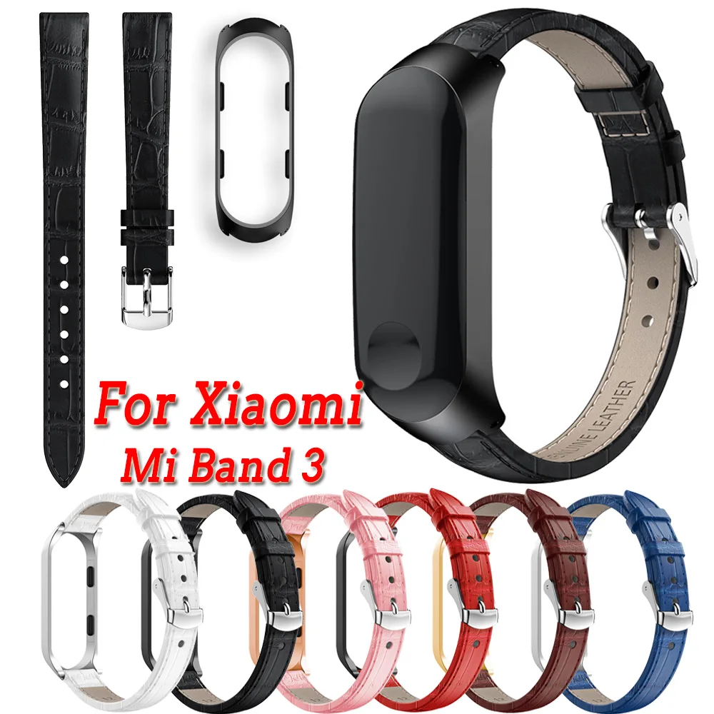 Цветной кожаный ремешок для смарт браслета Xiaomi Mi Band 3 аксессуары из натуральной