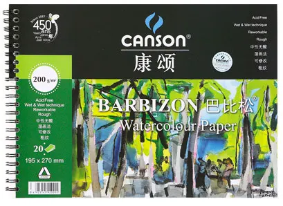 Французский canson водорастворимый книга Бумага для рисования живопись акварель книга товары для рукоделия - Цвет: green195x270mm