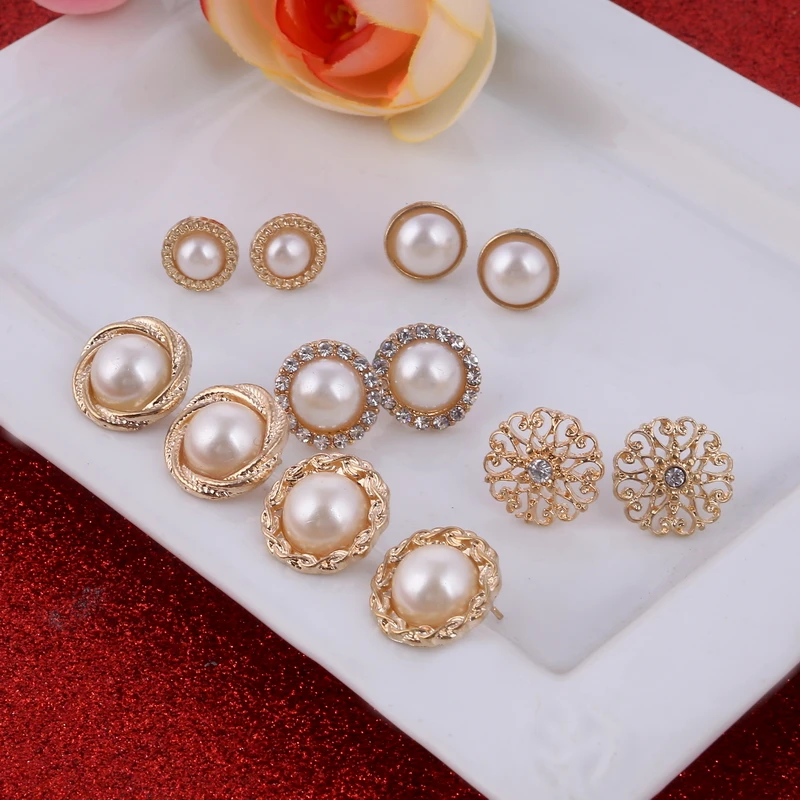 Модный Комплект сережек для женщин 6 пар/компл. имитация жемчуга набор | Украшения