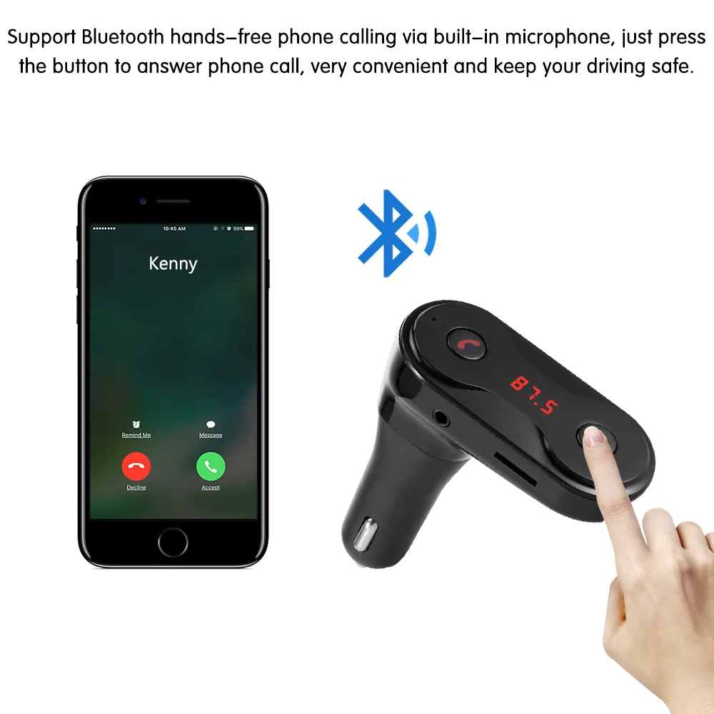 Автомобильный mp3 плеер Музыкальный беспроводной fm передатчик модулятор Bluetooth