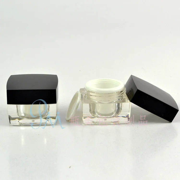 buy 100pcs 10g  acrylic  black square small jar , eye cream plastic 10 g mini plastic square jar , 10g nail polish jars wholesale