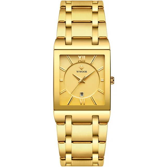 Automatic non-mechanical square men's stainless steel watch with quartz waterproof men watches | Наручные часы