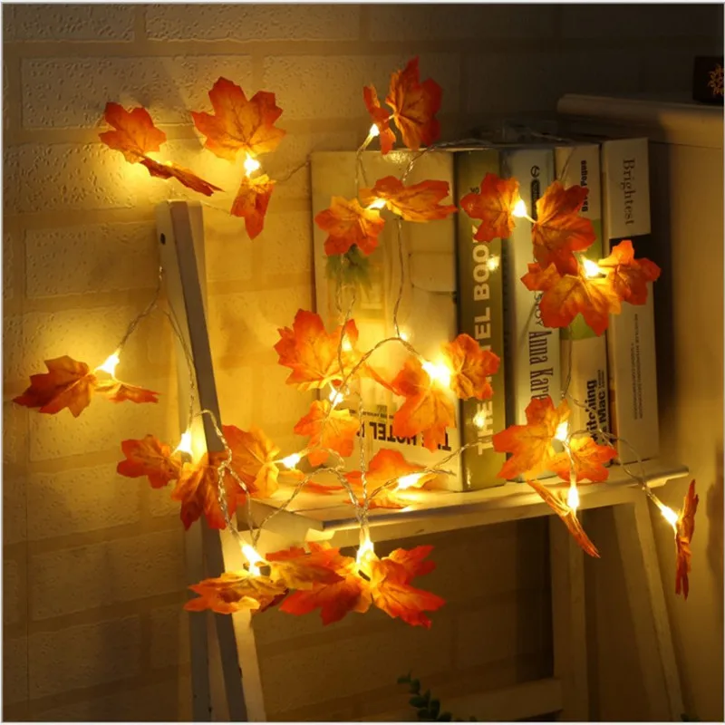 

New Fairy String Lights 10/20/30 LEDs Maple Leaves Light Battery Operated for Wedding Home Christmas Party Decorations