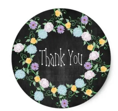 

1.5inch Vintage Floral Wreath Thank You Classic Round Sticker
