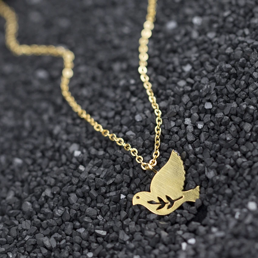 V Attract 10Pcs Lot Jewelry Wholesale Delicate Pigeon Bird Peace Necklaces Pendants Stainless Steel Chain Collier Femme | Украшения и