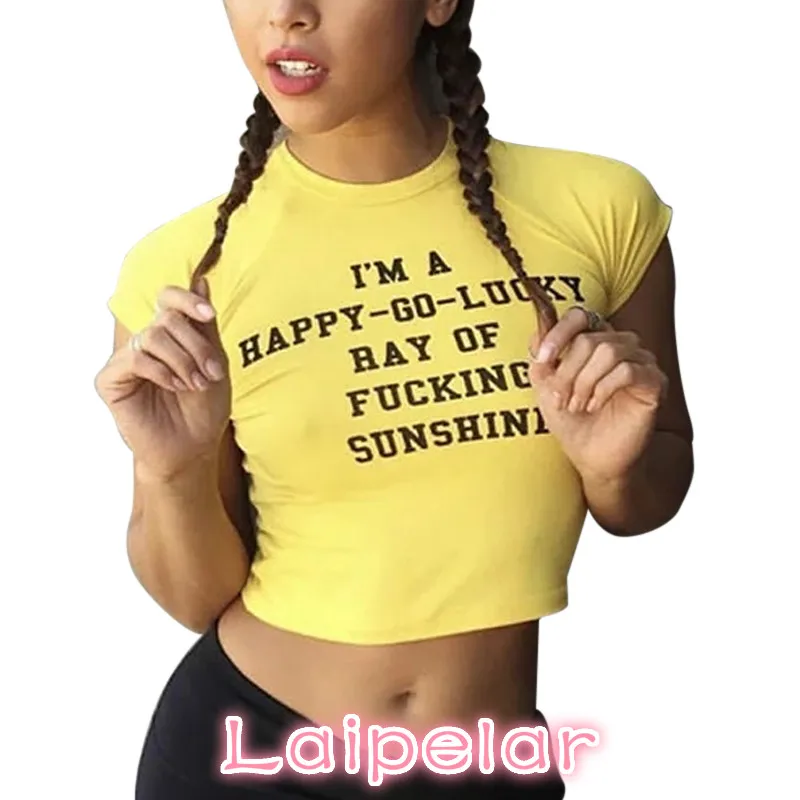 

Sexy Women Slim Short T Shirt Crop Top Psycho Letter Printed Cotton Tshirt Summer Casual Short Sleeve T-shirt Tee Shirt Femme