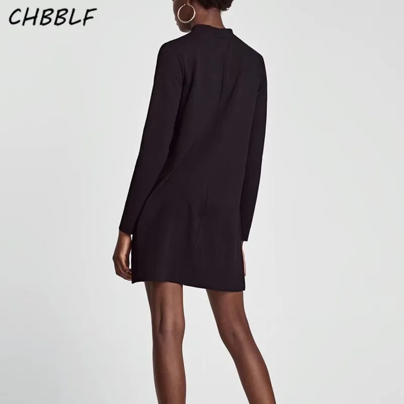 Модное платье с принтом и воротником-стойкой длинными рукавами ретро женские