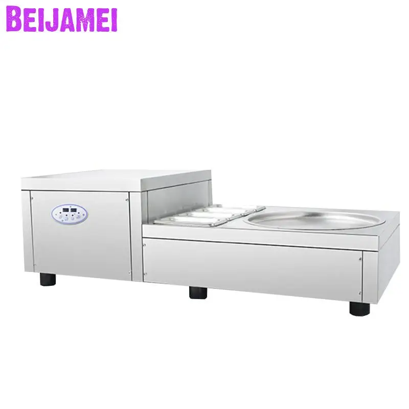 

BEIJAMEI 2020 Table Model Single Round Pan Rolled Fried Ice Cream Machine Commercial Fried Frying Yogurt Ice Making