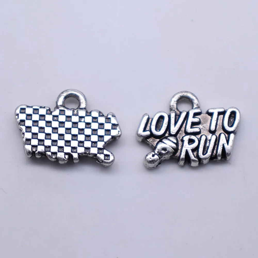Античный посеребренный металлический сплав сообщение Love To Run живая хоккейная