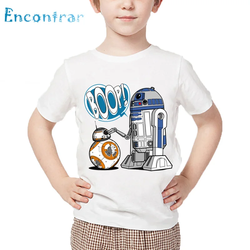 Детская забавная футболка с R2-D2 Звездные войны робот и BB-8 летние топы короткими