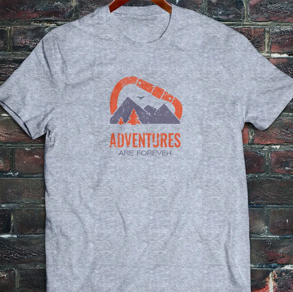 

Adventures Are Forever Mountain Climbing Hiking Mens Gray 2019 New Fashion T-Shirt Short Sleeve Design Your Own T Shirt
