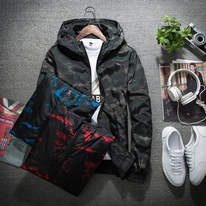 Jacket Men's Large Size S-4XL Hooded Slim Fashion Design Camouflage Print coat Casual Spring Autumn Outdoor Sports | Мужская одежда