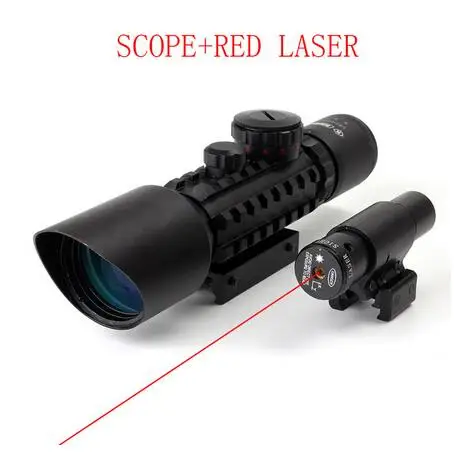 Red KANDAR M9 3-10x42 Tri-Rail тактический оптический прицел красный зеленый свет Mil-dot Сетка компактный прицел охотничий прицел - Цвет: Red