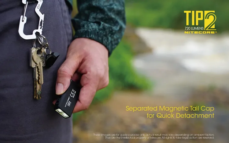 Nitecore TIP2 маленький перезаряжаемый брелок-светильник 720 LMs 2x CREE светодиодный светильник с батареей вес пальмового размера светильник-вспышка