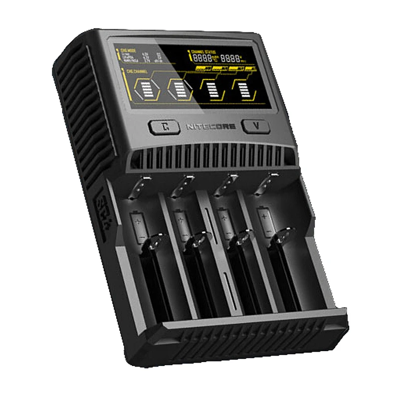 NITECORE SC4 интеллектуальное зарядное устройство для быстрой зарядки превосходное зарядное устройство с 4 слотами 6A общий выход совместимый IMR 18650 14450 16340 AA аккумулятор