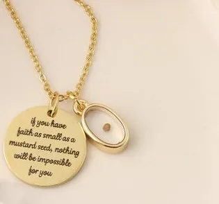 oval-shaped Горчичное ожерелье зерно, вдохновляющий Христианский подарок, религиозные украшения, Вера маленькая, как горчичное семя, выберите цвет, настоящее горчичное семя - Metal Color: oval-shaped