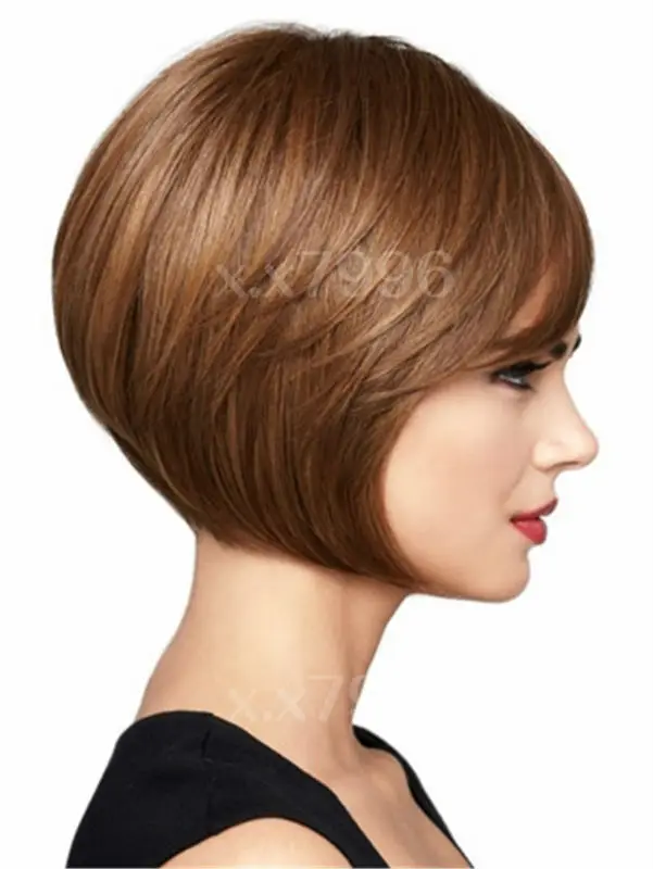 Sexy Female Short Straight Bob Wigs Synthetic Fake False Hair Heat Resistant Natural Brown Women's + free wig cap sw0009 |