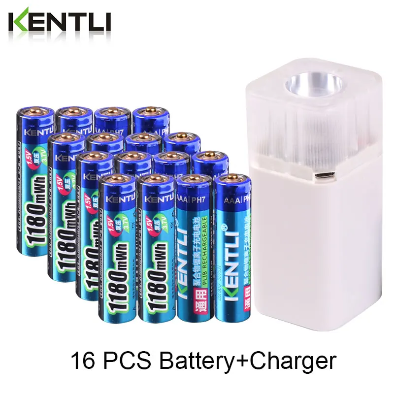 CL57-PH7-16 KENTLI 1,5 v 1180mWh AAA перезаряжаемая полимерная литиевая батарея+ 4 слота aa aaa литиевая батарея зарядное устройство с фонариком - Цвет: CL57-PH7-16