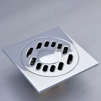 drains 10x10cm square chrome bath shower drain strainer floor cover balcony deodorant grate waste bathroom drains nhr091