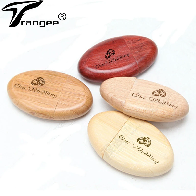 Овальный деревянный USB флеш накопитель Trangee 4 ГБ 8 16 32 64 128 (5 шт. с бесплатным