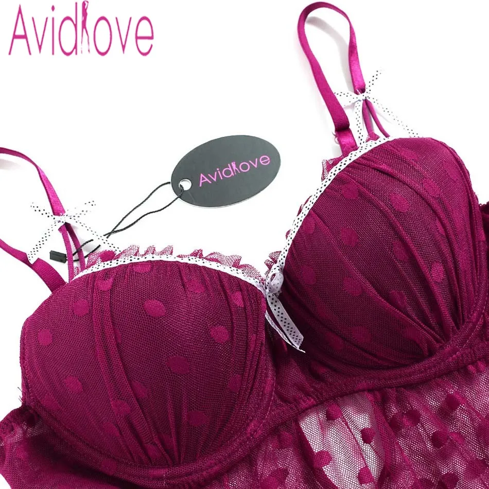 Avidlove женское сексуальное нижнее белье платье Babydoll ремень прозрачный горошек для