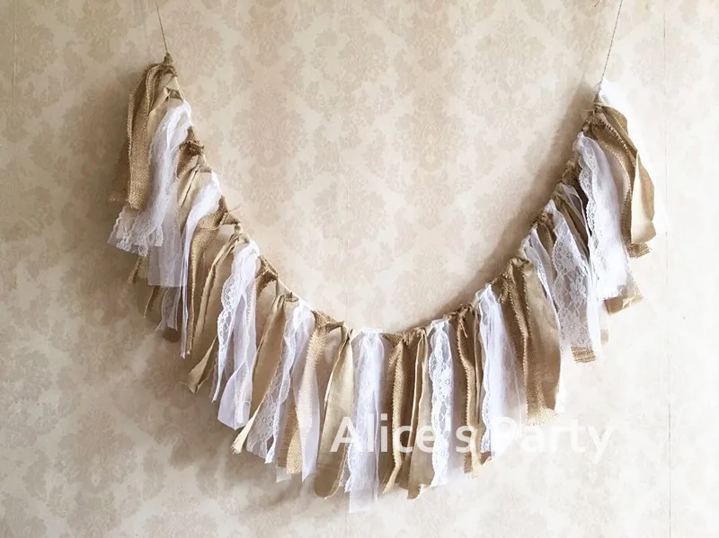 В рустикальном стиле кружевная гирлянда украшения для свадебной вечеринки