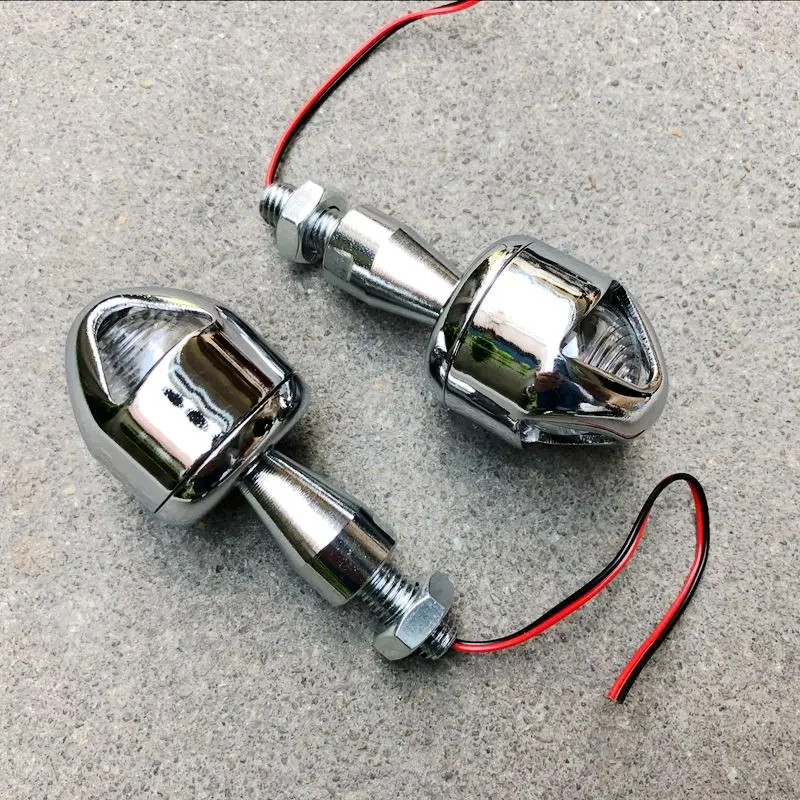 Хромированный индикатор поворота мотоцикла желтые огни освещение для кафе