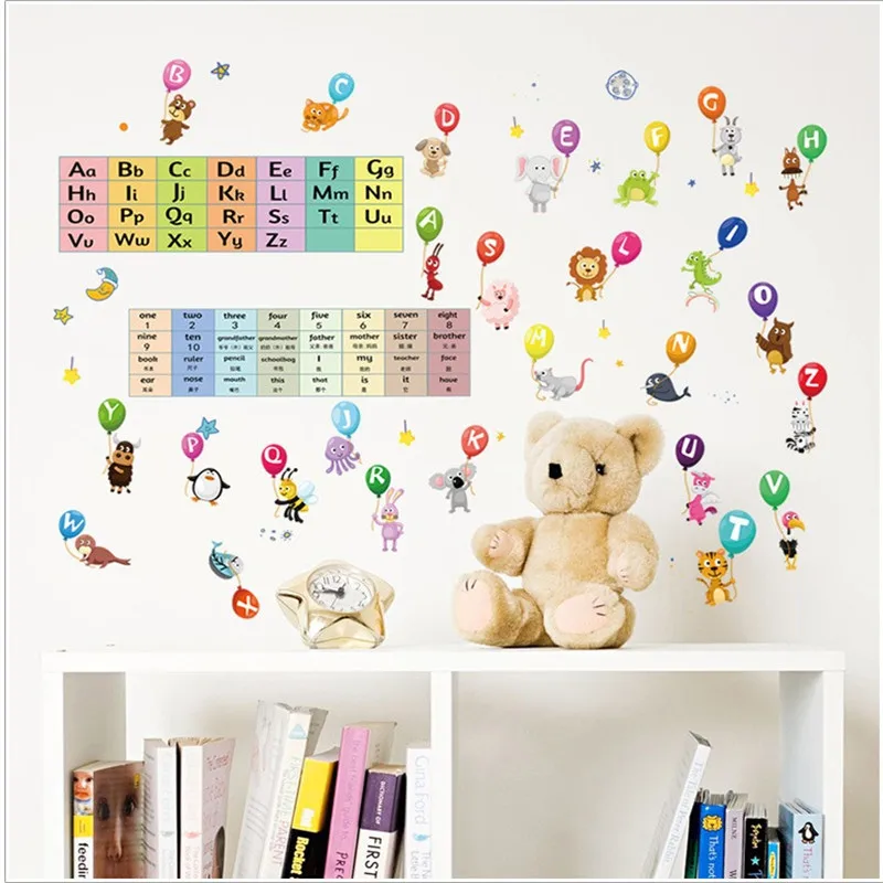 Мультфильм алфавит орфографические настенные Стикеры для детской комнаты учебы
