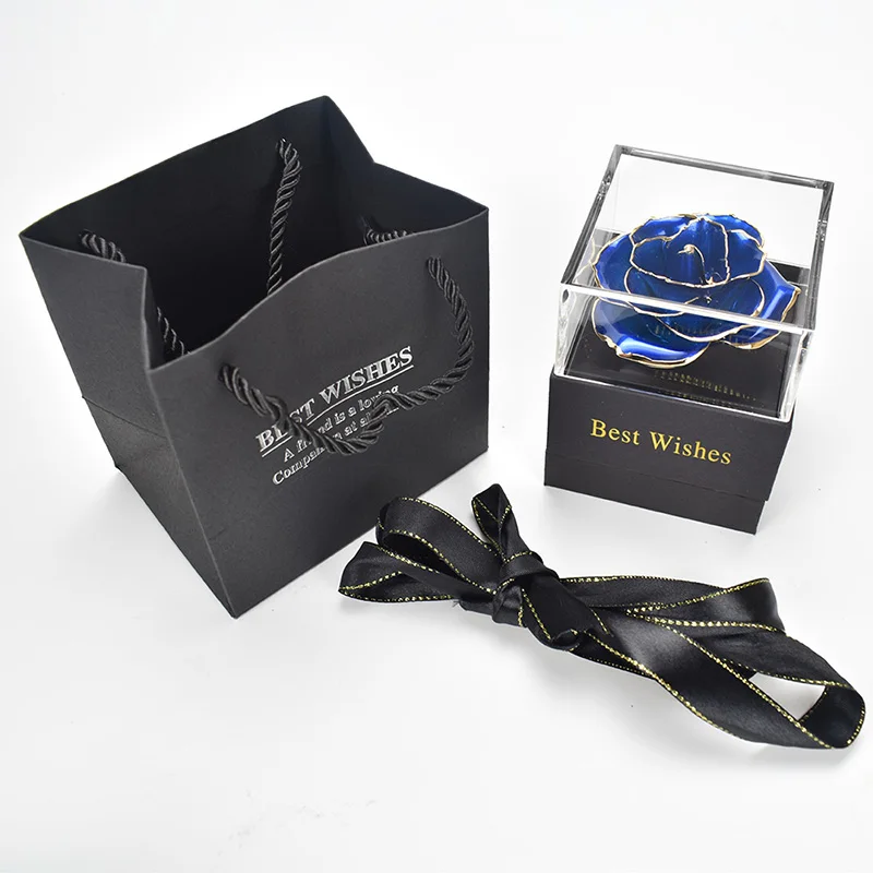 dack blue Подарок для девушки, 24K позолоченная розовая шкатулка, можно положить ожерелье, кольцо, как подарок на день рождения матери - Цвет: dack blue