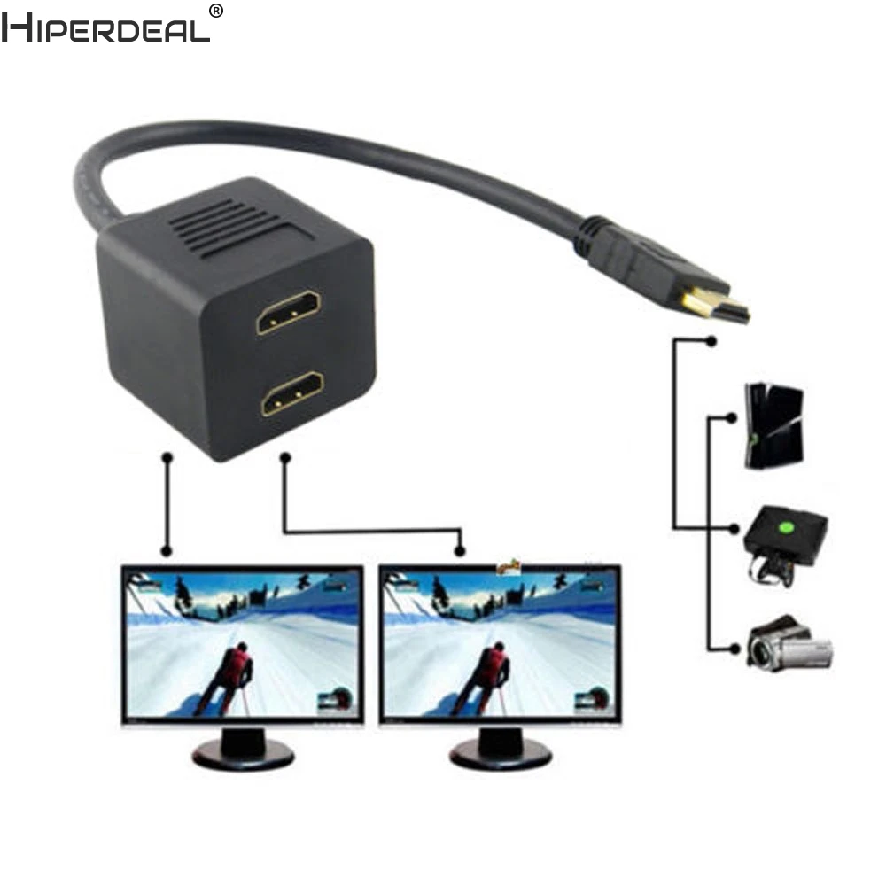 HIPERDEAL 1080P HDMI порт мужской 2 Женский 1 в 2 из сплиттер кабель адаптер конвертер Oct30 HW