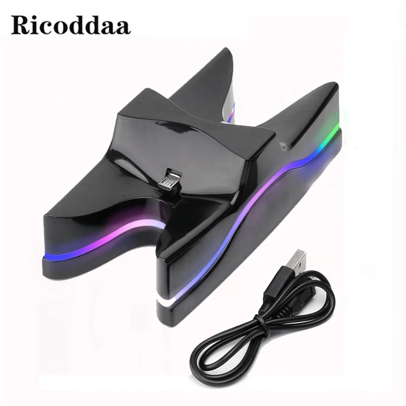 Красочная подставка для зарядки PS4 контроллер LED DC 5V двойной зарядное устройство