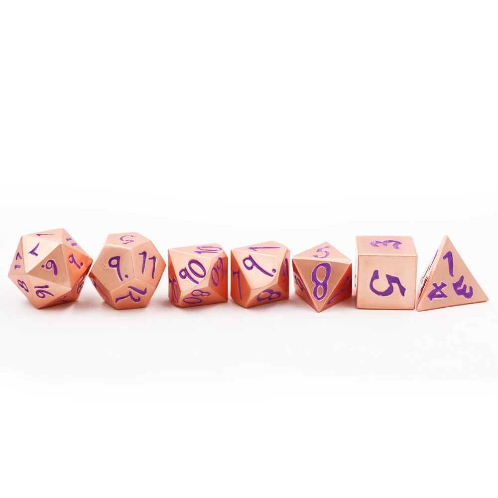 IMDG 7pcs/set Creative RPG Game Dice Polyhedron Metal DND Large Font Red Copper Purple Digital | Спорт и развлечения