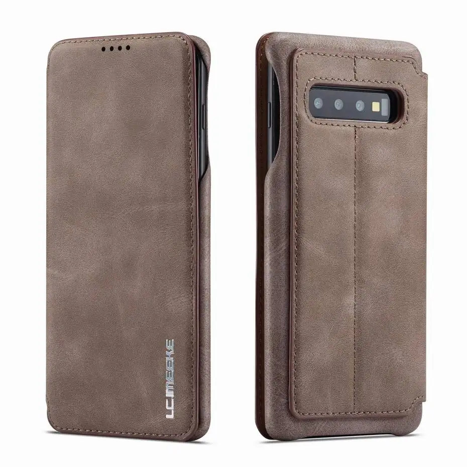 Роскошный кожаный флип чехол для Samsung galaxy S10 5G Plus кошелек бизнес Винтажный дизайн