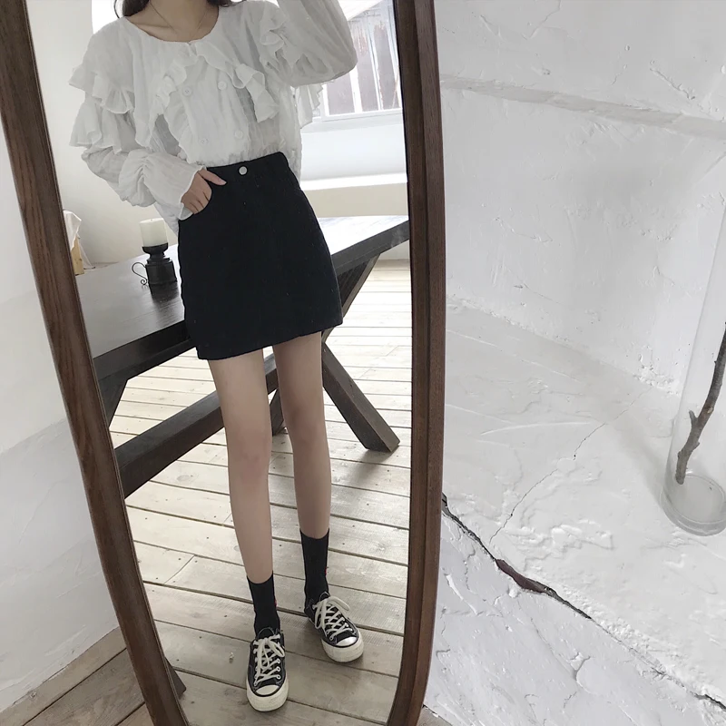 Женские юбки, тонкие, Ulzzang, простые, летние, с карманами, женская одежда, женская, подходит ко всему, трапециевидная, Студенческая, дышащая, джинсовая юбка, верхняя одежда