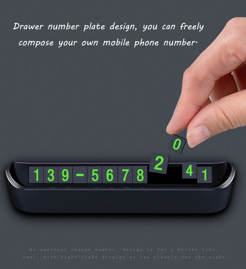 Светящаяся автомобильная карта для парковки с номером телефона временная панель