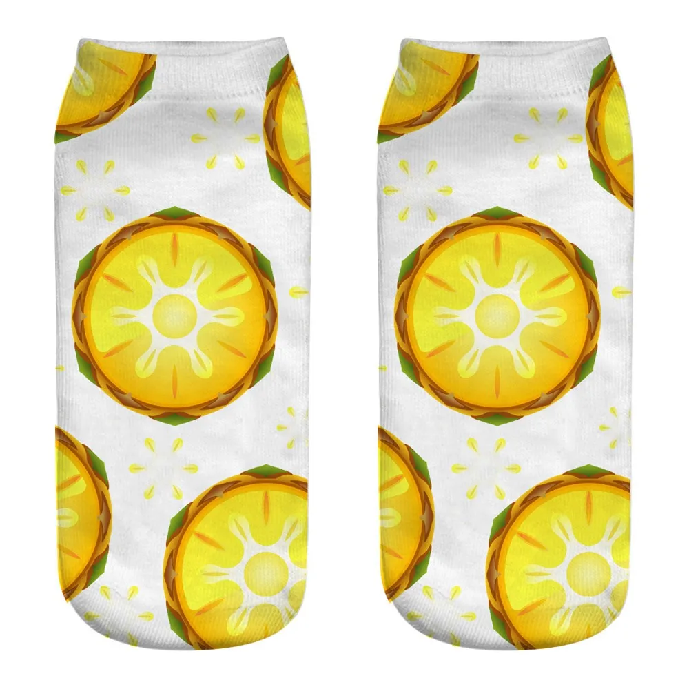 Носки женские хлопковые носки с 3D принтом фруктов арбуза ананаса среднего