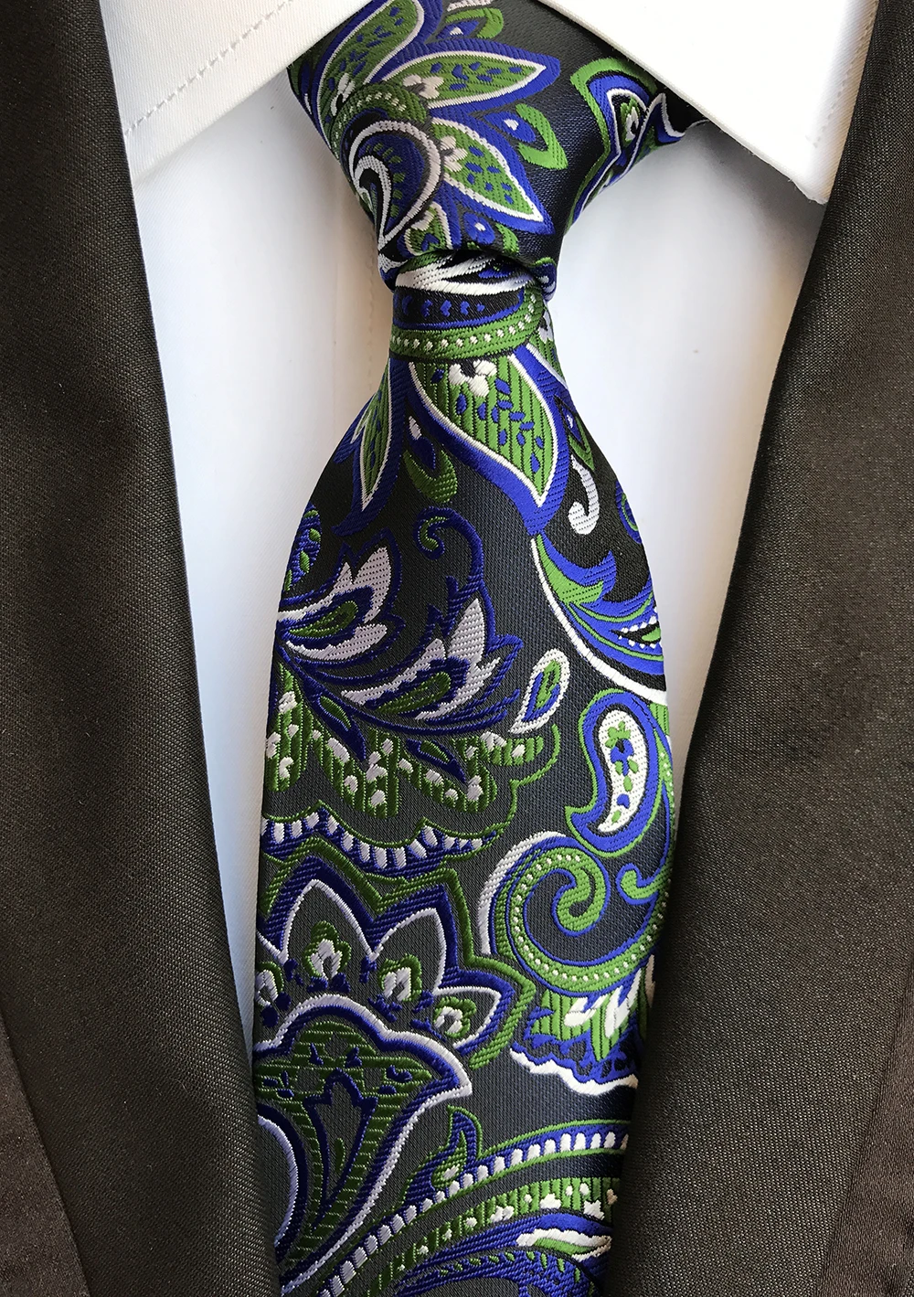 Новый Дизайн Пейсли темно синий Зеленый жаккардовый тканый шелковый галстук