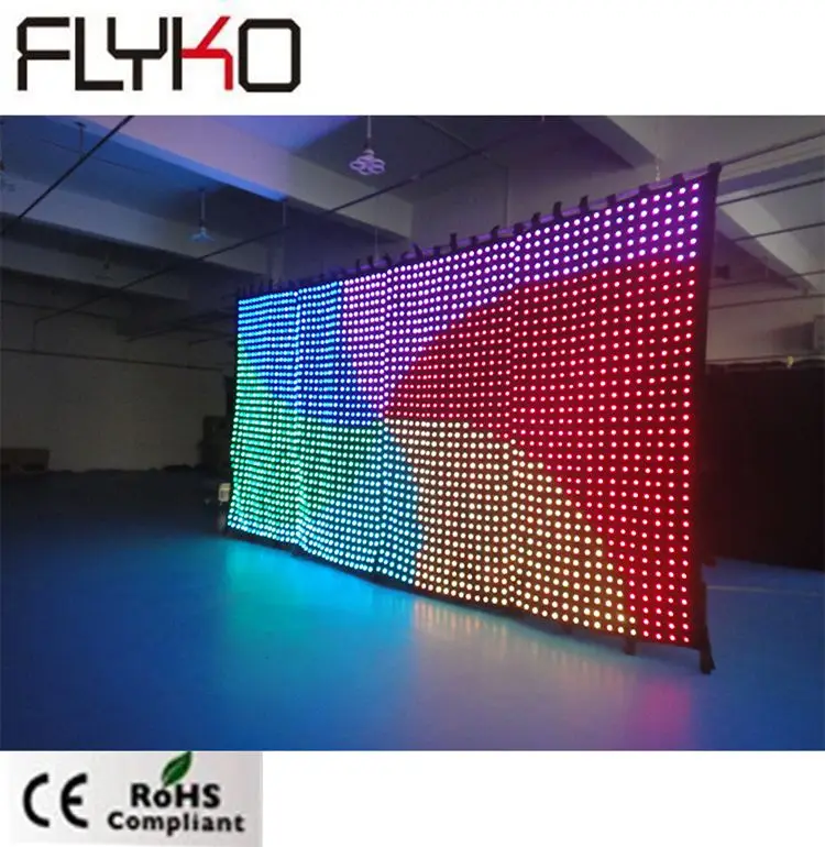 night club decoration p70mm 2.5mX5m dmx control wall mounted LED video curtain | Освещение