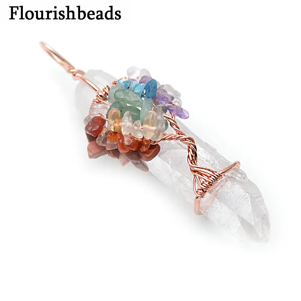 Кристаллический исцеляющий кулон цвет розовое золото Проволочная упаковка