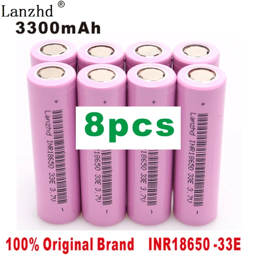 8 PCS Новинка Оригинальная литий-ионная INR18650-33E 3,7 v 3300mAh 18650 литиевая аккумуляторная батарея для аккумуляторов фонарика(1 шт-8 шт - Цвет: 8 PCS