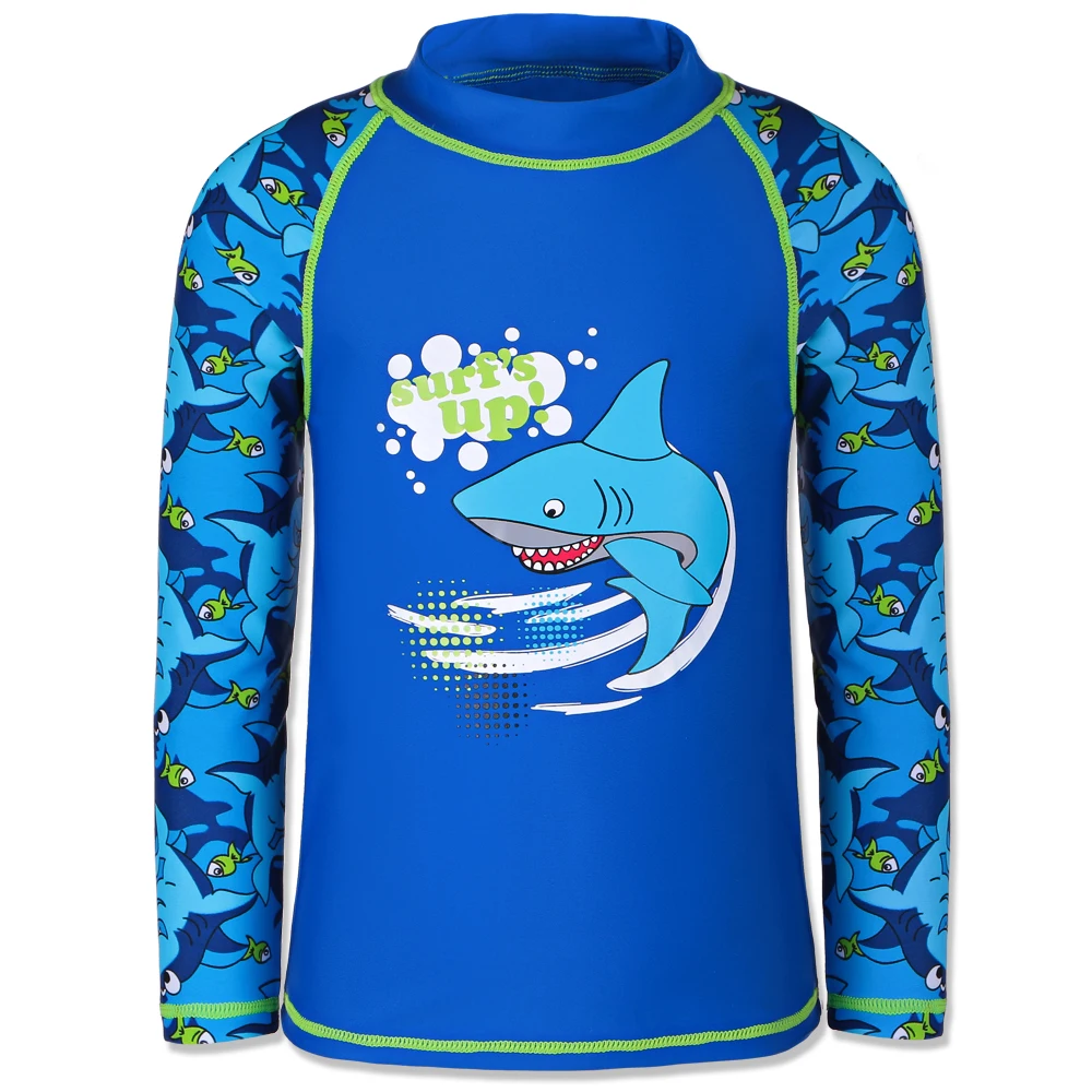 BAOHULU 4-14 Years Kids Swimwear Boys Cartoon Navy Surfing Swimsuit UPF50+ 2 pcs Boy Bathing Suits Top+Shorts Children Swimwear