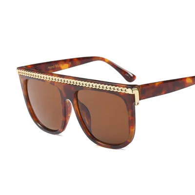 C2 Leopard Brown Emosnia унисекс Квадратные Солнцезащитные очки Modis в стиле стимпанк Oculos De Sol роскошные женские брендовые дизайнерские солнечные очки в стиле панк с цепочкой на выбор - Цвет линз: C2 Leopard Brown