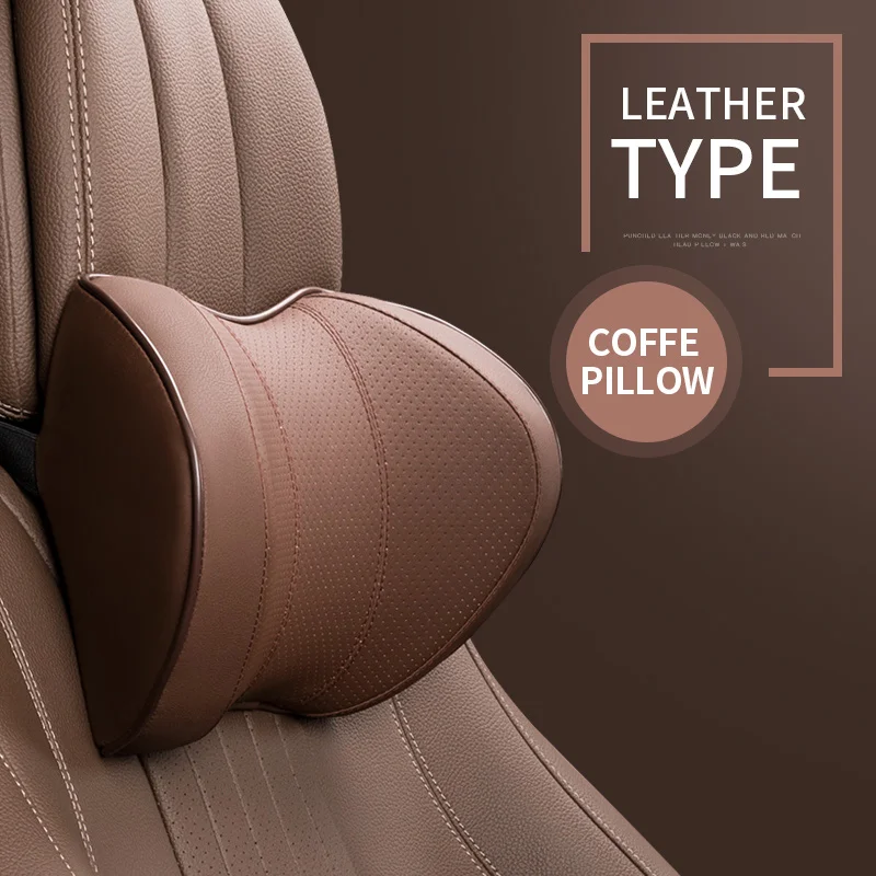 Leather Pillow QUEES, Автомобильная подушка для шеи и сиденья, поддержка подголовника, Бизнес Стиль, подушка из пены с эффектом памяти, автомобильные аксессуары для интерьера, трикотаж, сетка, кожа - Цвет: Leather Pillow